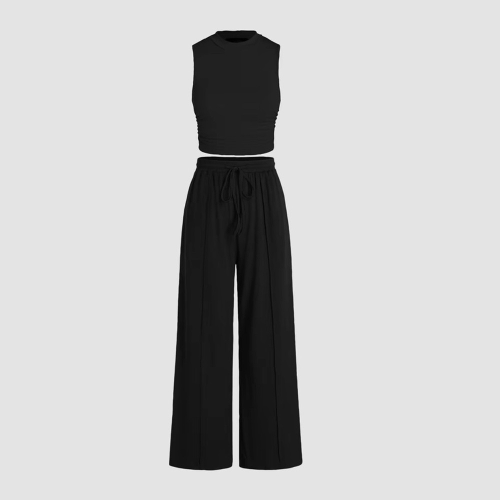 Cider set. Size 0X. Black top and pant set. Drawstring pant. Crop top.
